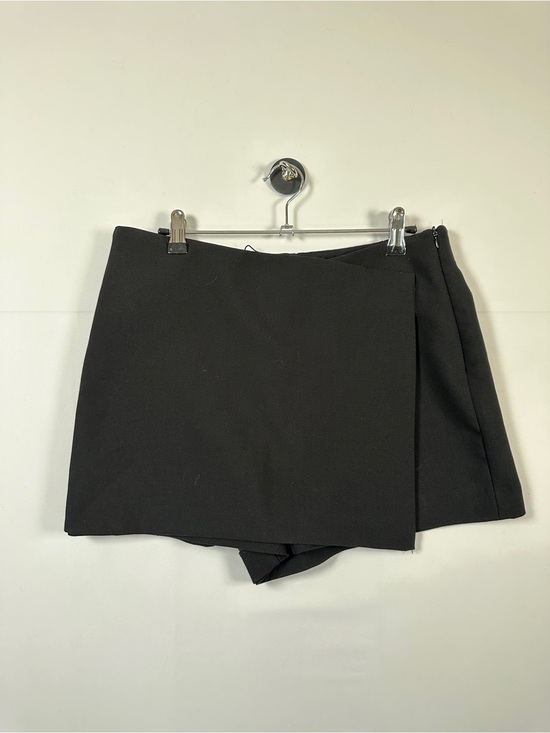 Zara Pants - Zara High Rise Tailored Black Wrap Mini Skort Size Large